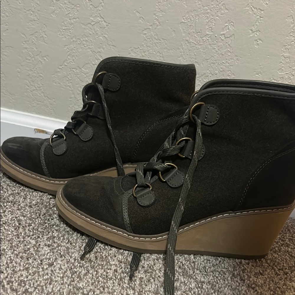 Women's dark green Wedge Ankle Boots